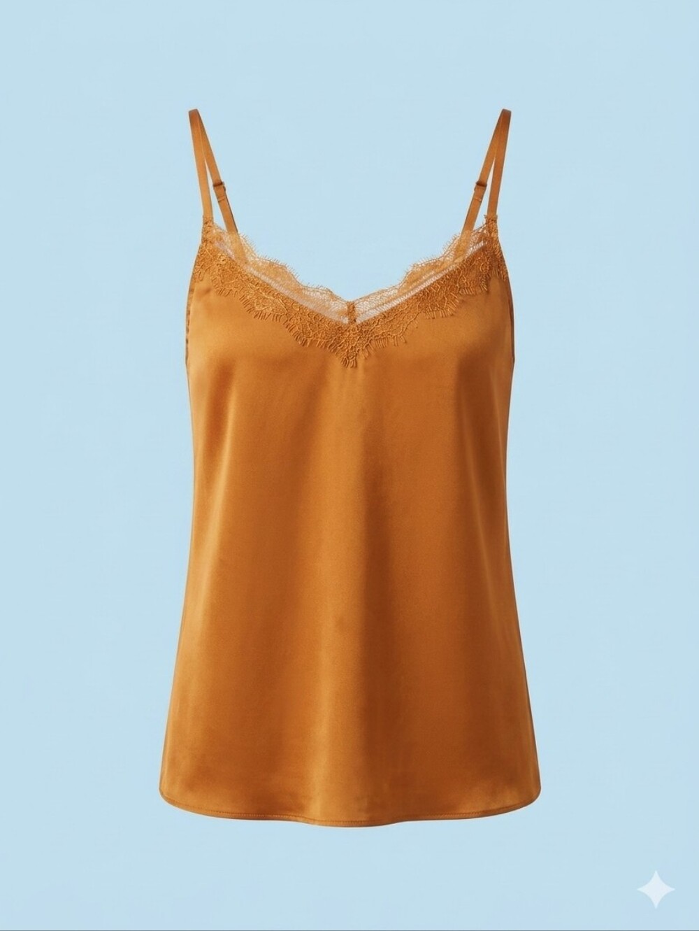 Sundance 100% Silk Lace Trim Camisole Tank Top Rust Copper Orange Women’s Medium